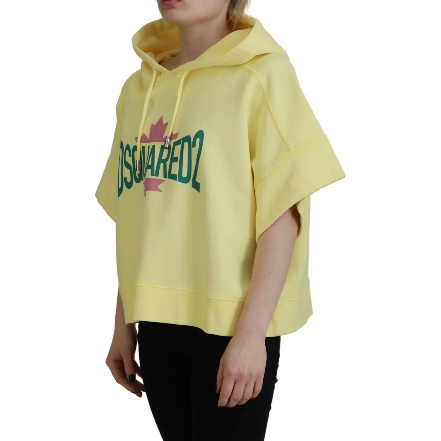 Dsquared² Yellow Logo Print Cotton Hoodie Sweatshirt Sweater