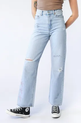 Echo Straight Jeans - Light Blue Jay Scribble