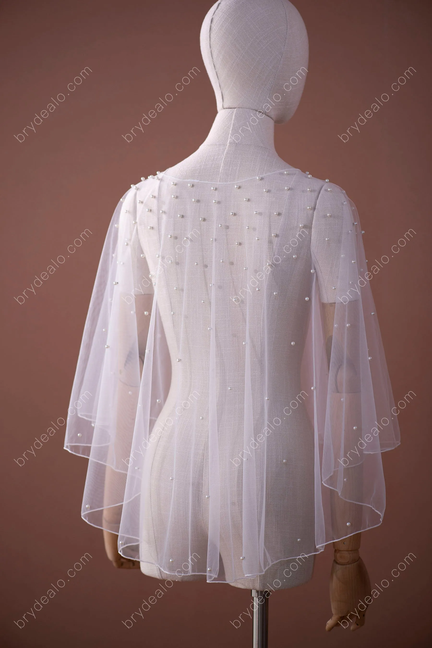 Elegant Pearls Short Bridal Cape for Sale