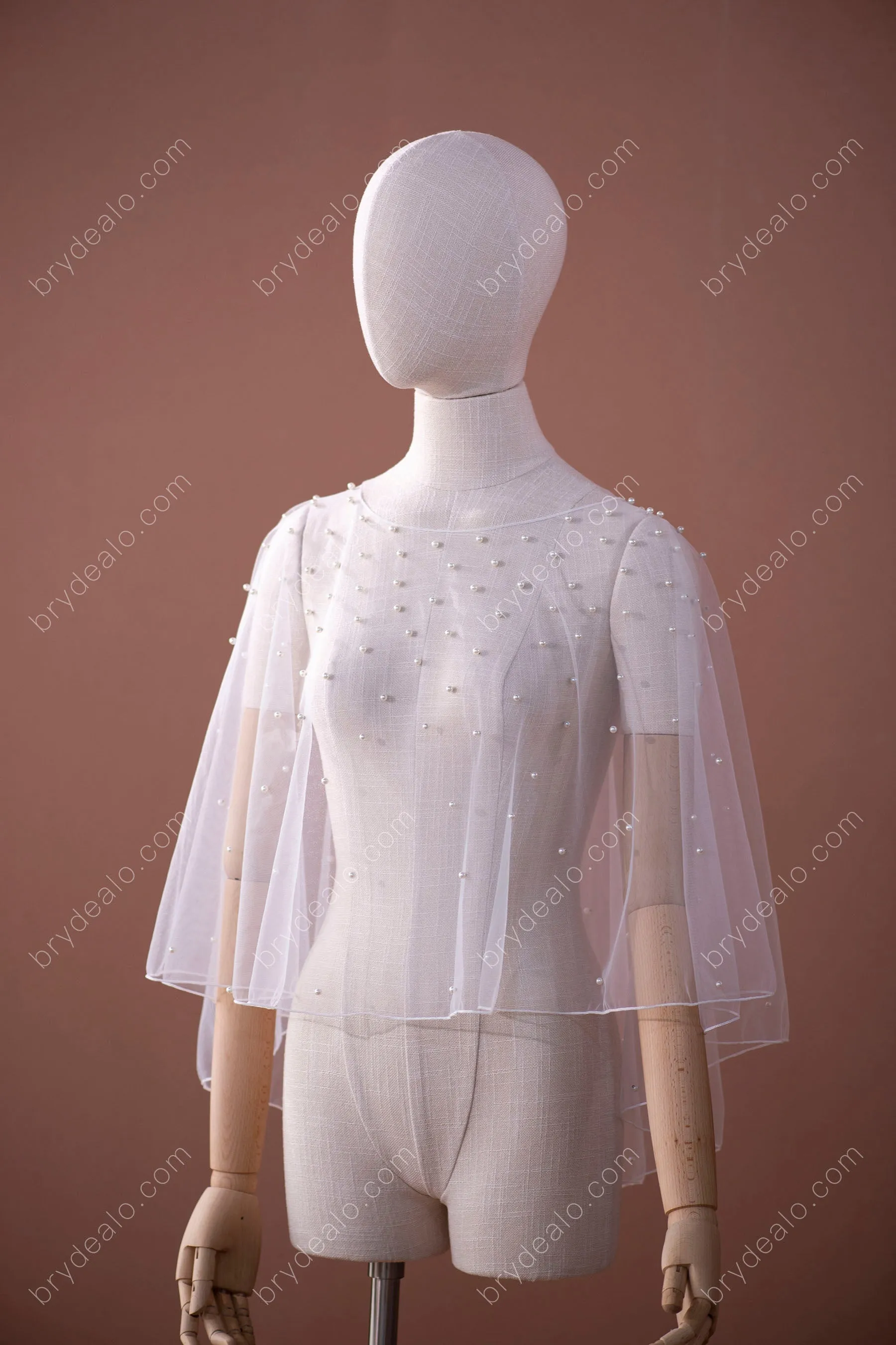 Elegant Pearls Short Bridal Cape for Sale