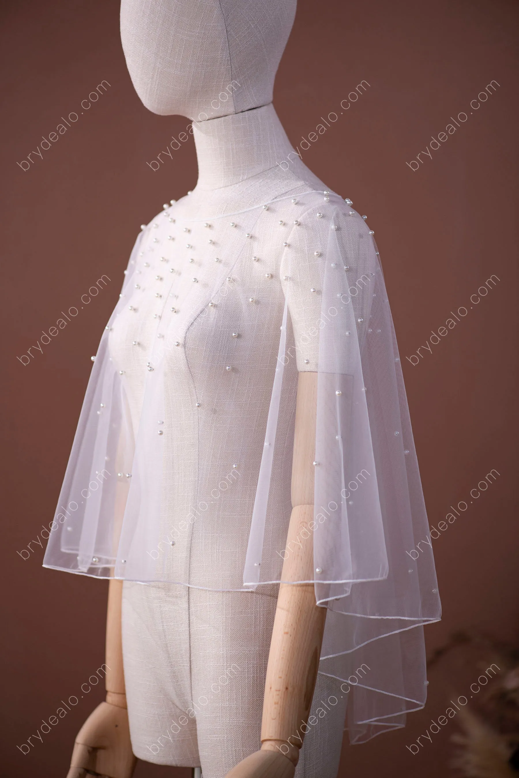 Elegant Pearls Short Bridal Cape for Sale