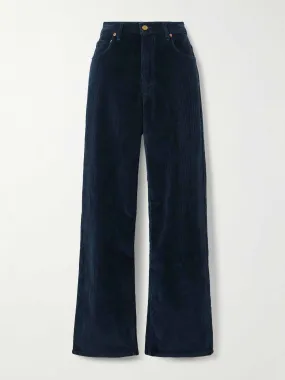 Elissa high-rise wide-leg cotton-corduroy pants