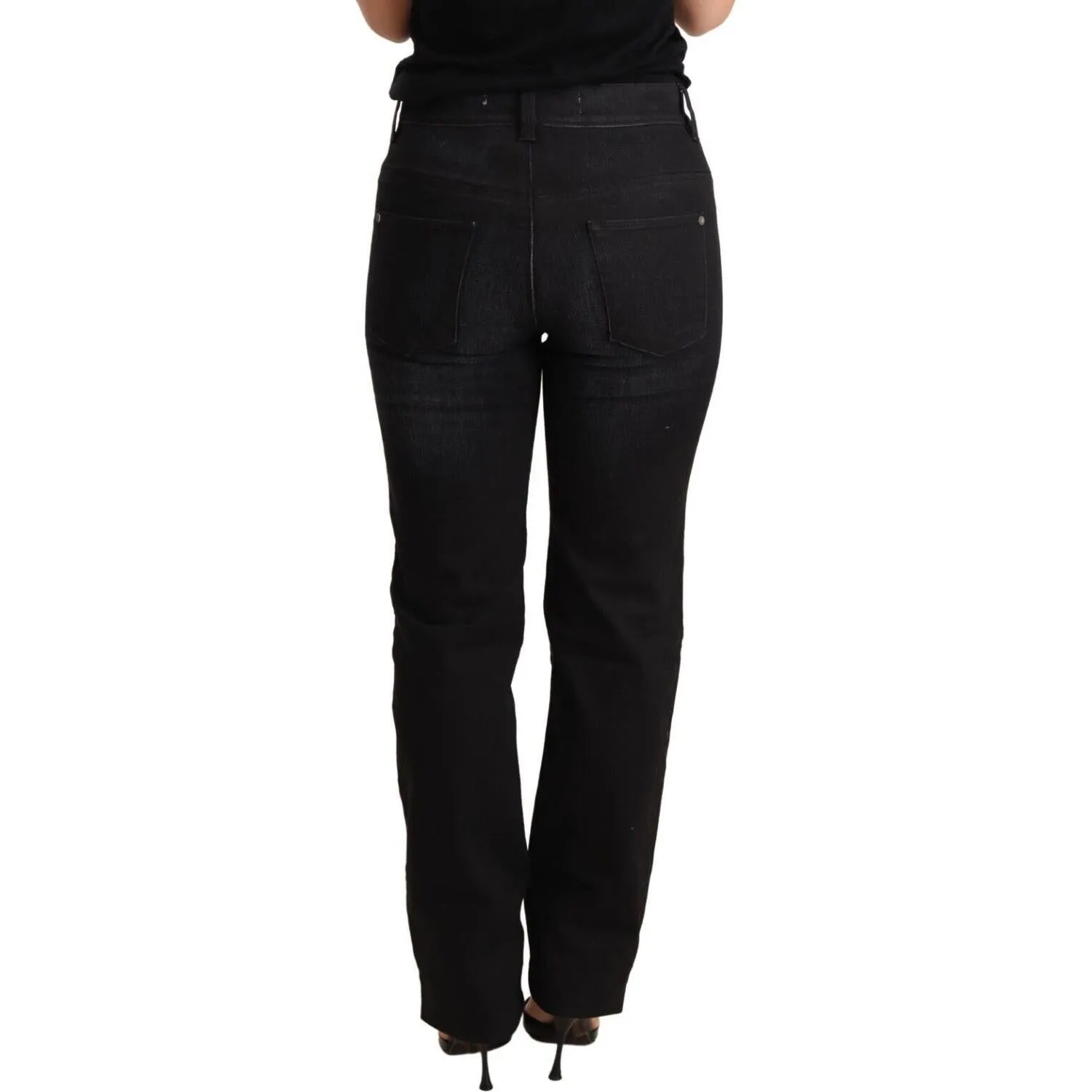 Ermanno Scervino Chic Black Washed Straight Cut Jeans