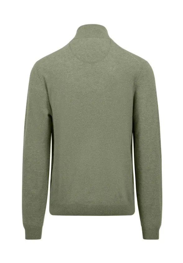 Fynch Hatton -  Cashmere Half Zip, Light Khaki