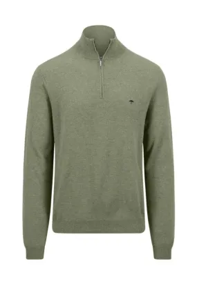 Fynch Hatton -  Cashmere Half Zip, Light Khaki