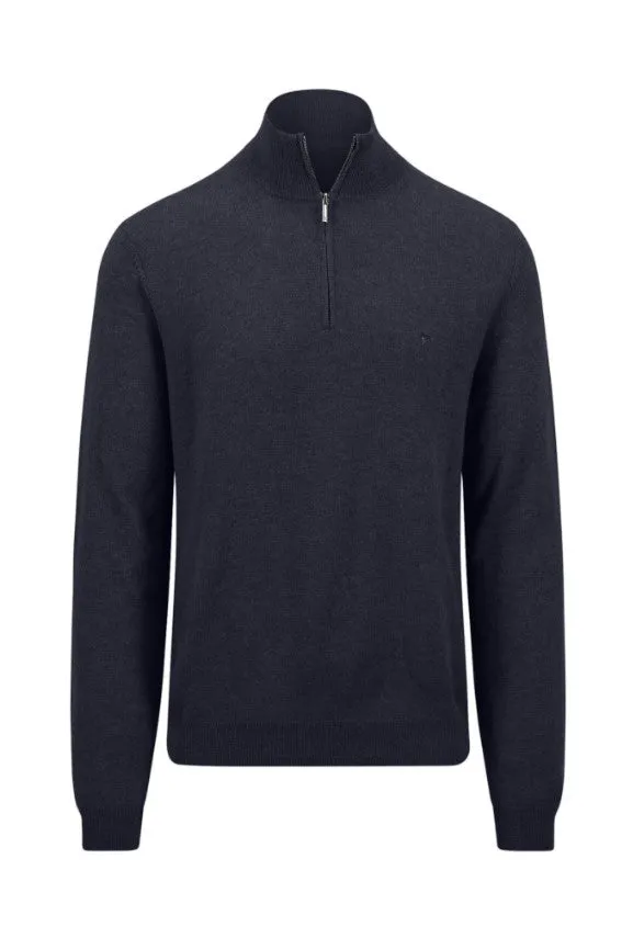 Fynch Hatton -  Cashmere Half Zip, Navy