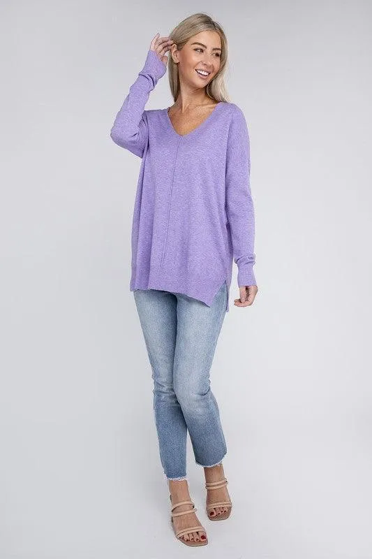 Garment Dyed Front Seam Zenana Sweater