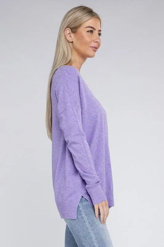 Garment Dyed Front Seam Zenana Sweater