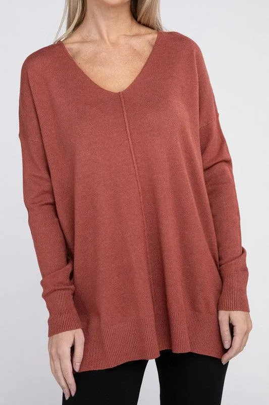 Garment Dyed Front Seam Zenana Sweater