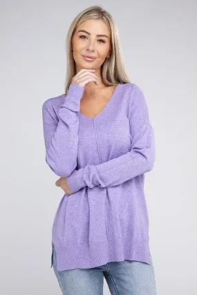 Garment Dyed Front Seam Zenana Sweater