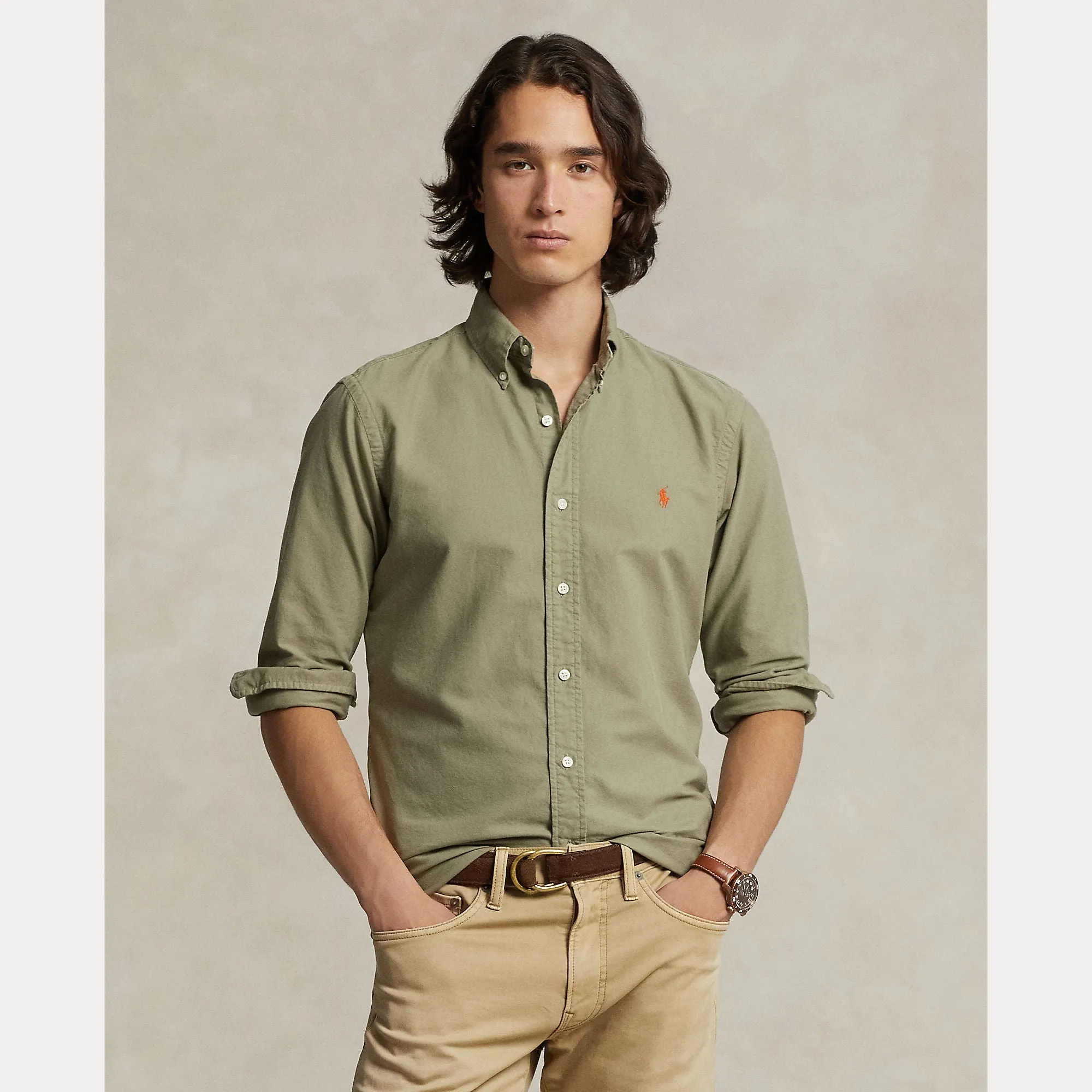 GARMENT-DYED OXFORD SHIRT