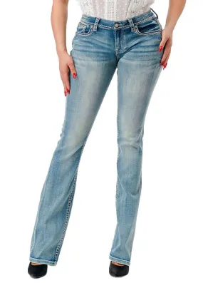 Grace in LA 3D Steer Head Mid Rise Bootcut Jeans