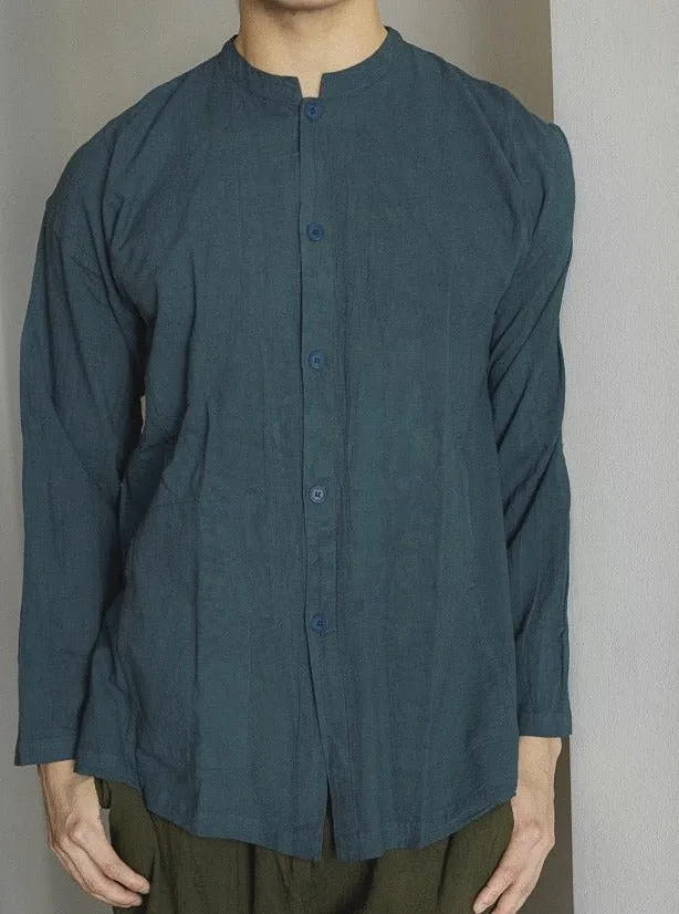 Hand-dyed Button Shirt - Long Sleeve (Light blue #21)