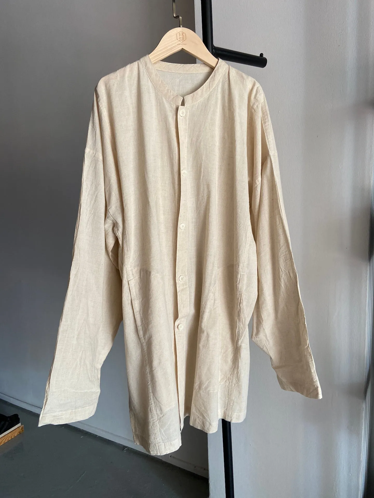 Hand-dyed Button Shirt - Long Sleeve (Off White)