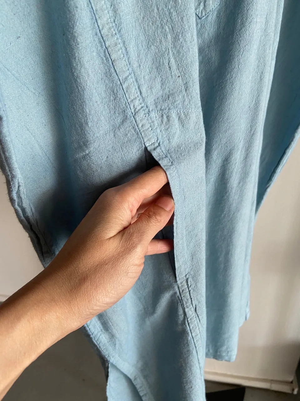 Hand-dyed Collar Shirt  (Light Blue)