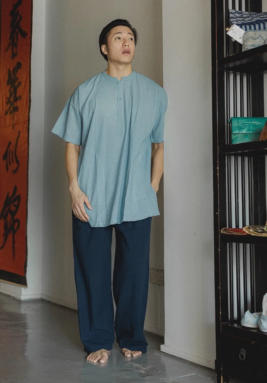 Hand-dyed Collar Shirt  (Light Blue)