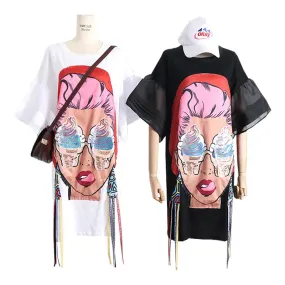 HEYFANCYSTYLE Ice Cream Eyes Oversized Tee