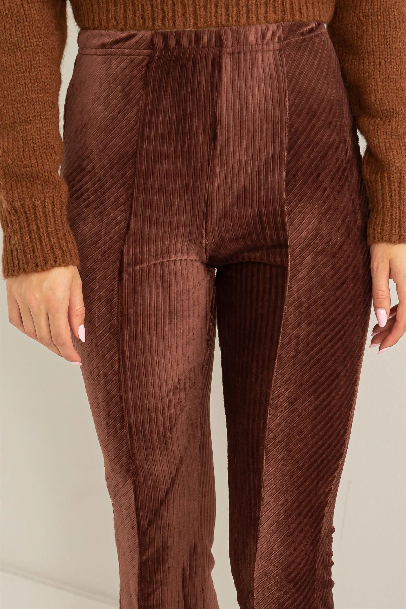 HF24E066-EVERYDAY ESSENTIAL STRIPED VELOUR PANTS