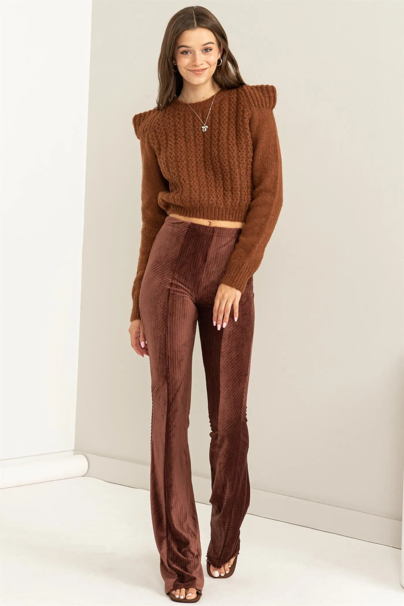 HF24E066-EVERYDAY ESSENTIAL STRIPED VELOUR PANTS