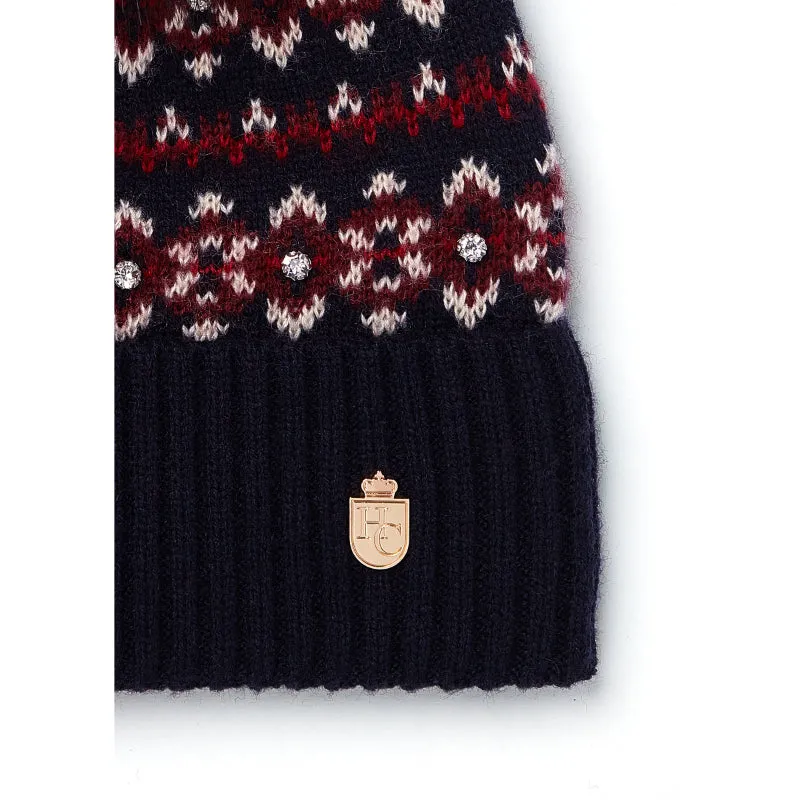 Holland Cooper Jennifer Fairisle Ladies Bobble Hat - Ink Navy