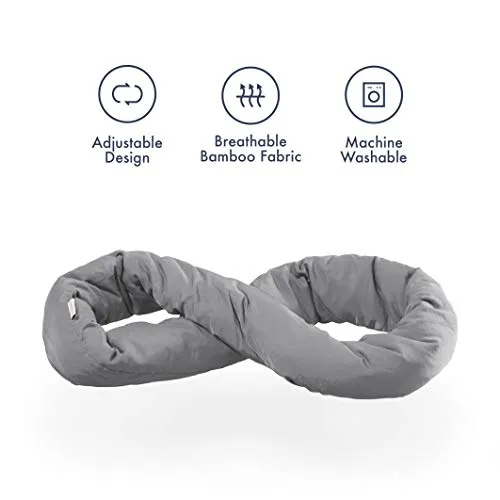 Huzi Infinity Pillow - Home Travel Soft Neck Scarf Support Sleep (Grey)