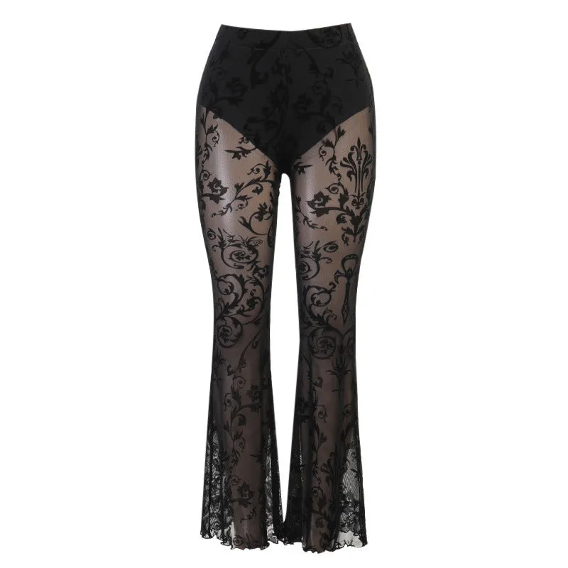 Instashop Gothic Lace Bohemian bell-bottoms tanning casual long legs pants flared ends street hipster