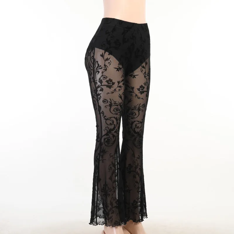 Instashop Gothic Lace Bohemian bell-bottoms tanning casual long legs pants flared ends street hipster