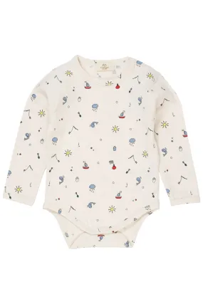 JERSEY BODY W PRINT LS - CREAM FISHING PRINT