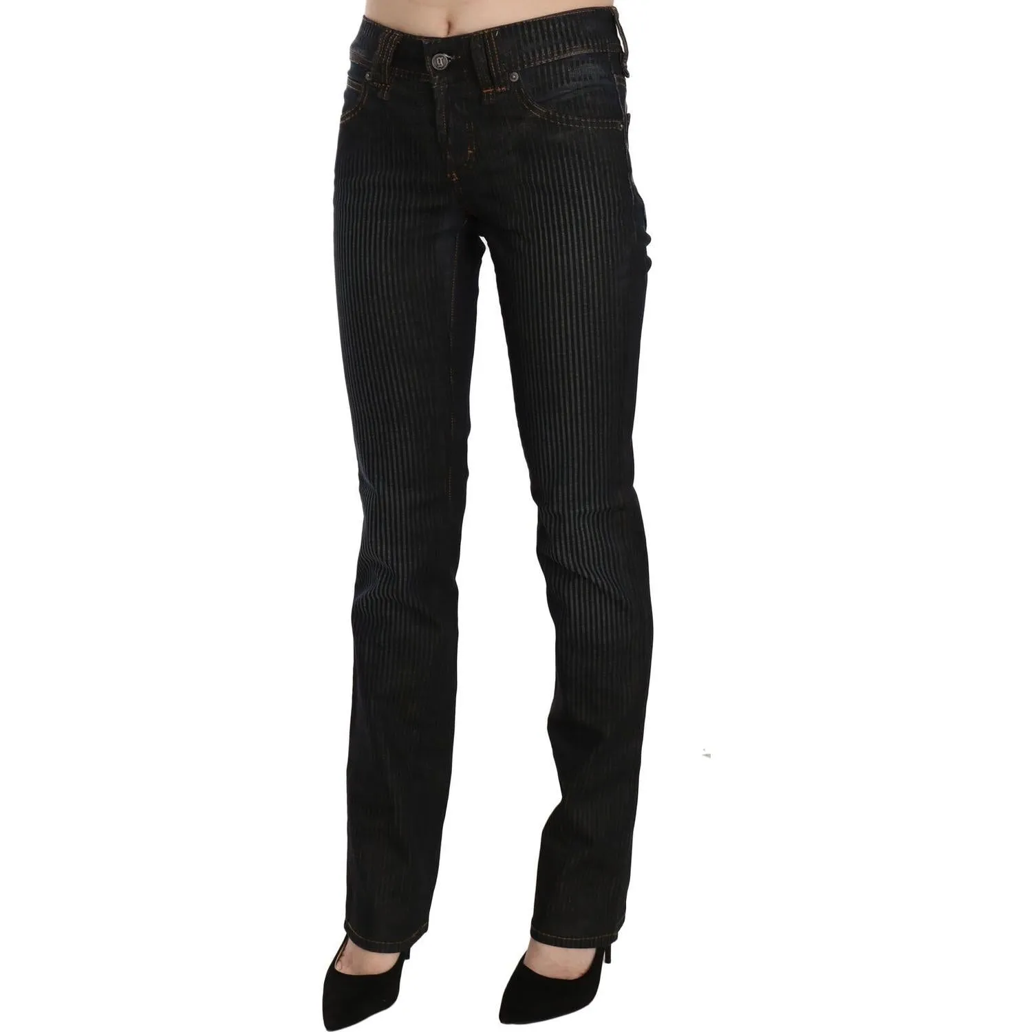 John Galliano Elegant Black Slim Fit Corduroy Jeans