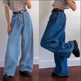 Joskaa y2k outfits INS Trendy Wide-Leg Pants Classic High Waist Denim Flared Trousers