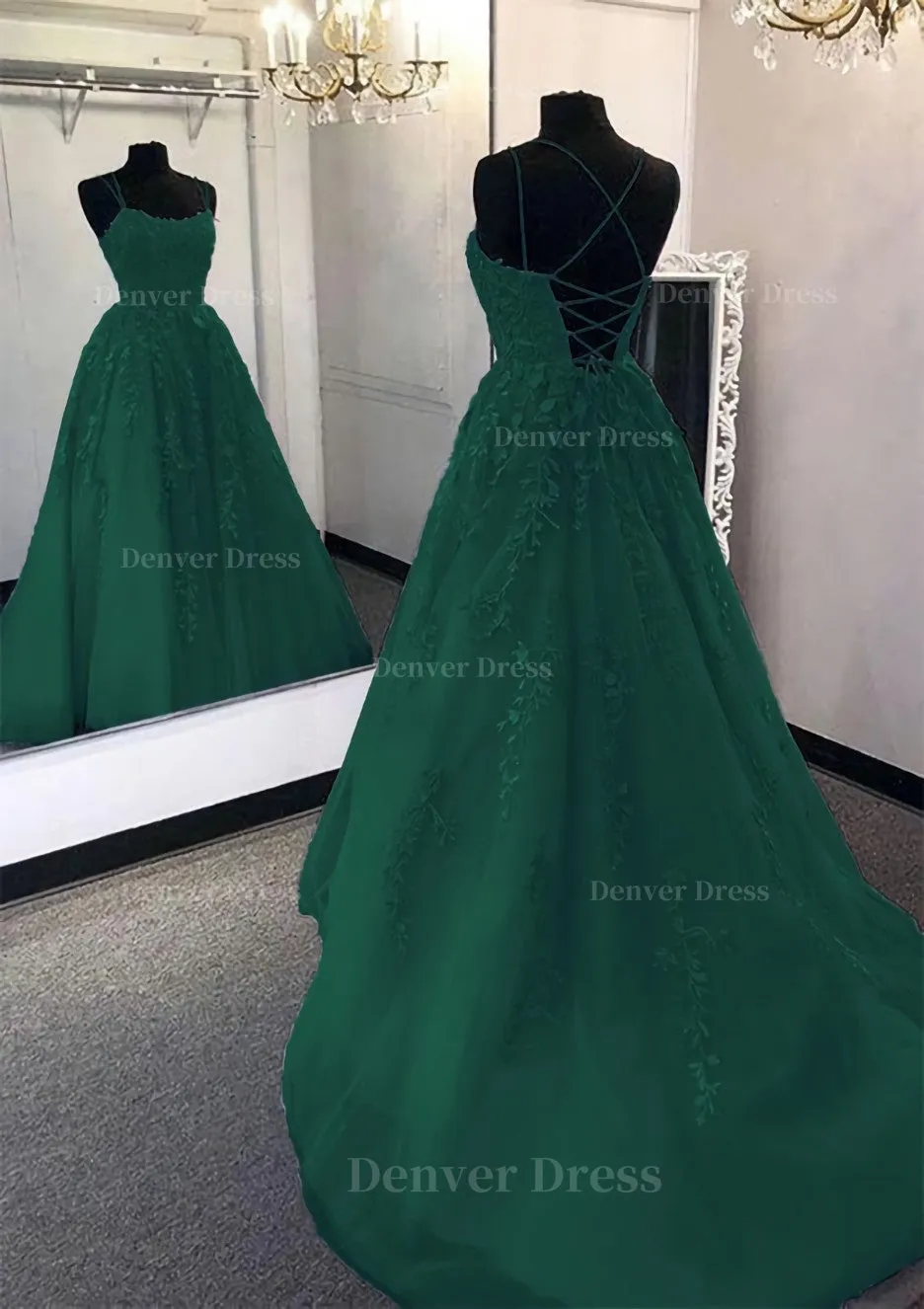 kamahe Ball Gown Scoop Neck Long/Floor-Length Tulle Prom Dress