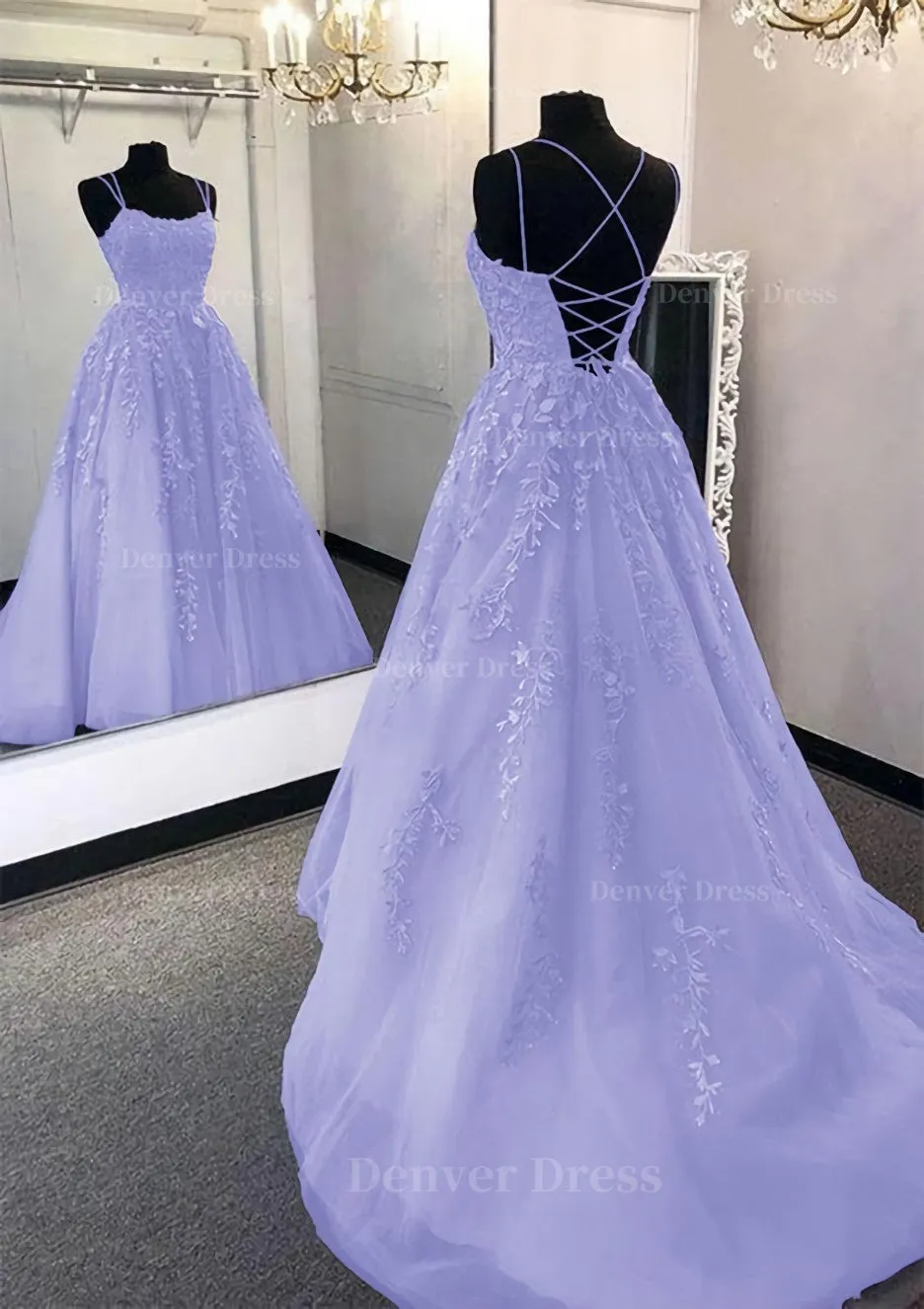 kamahe Ball Gown Scoop Neck Long/Floor-Length Tulle Prom Dress