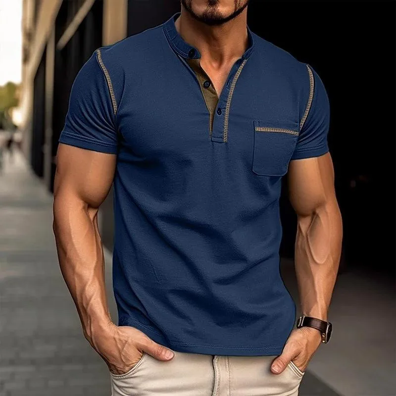 Kevin | Casual Henley Collar Short Sleeve T-Shirt