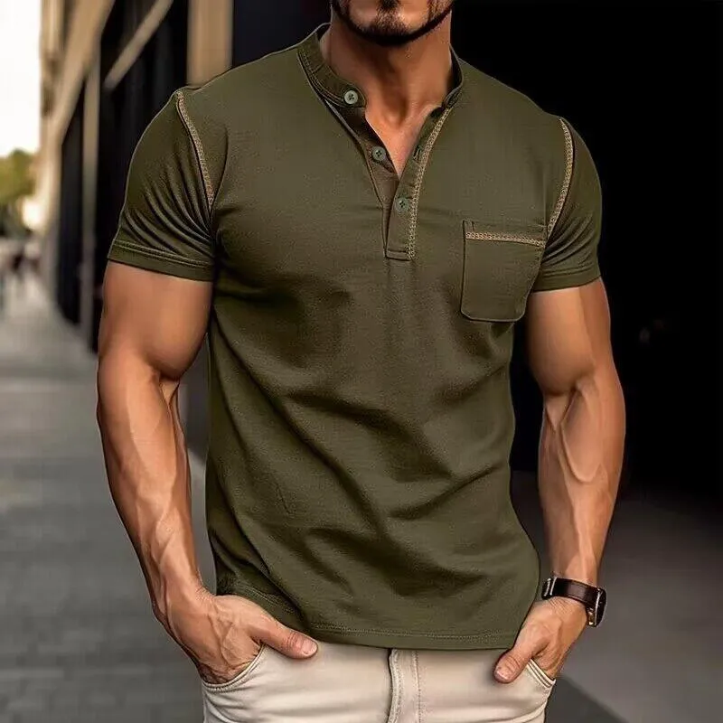 Kevin | Casual Henley Collar Short Sleeve T-Shirt