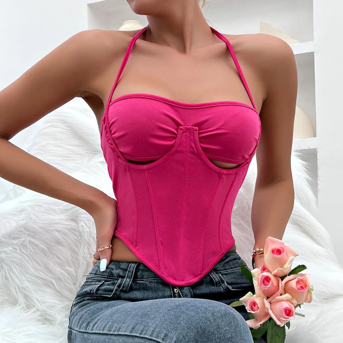 KittenAlarm - Clara Halter Irregular Bustier Corset Top