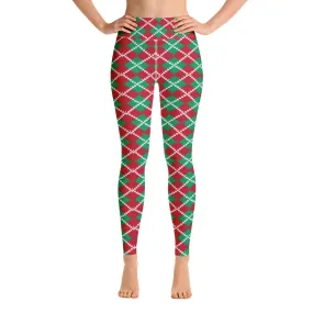 Knit Argyle Christmas Pattern Yoga Leggings