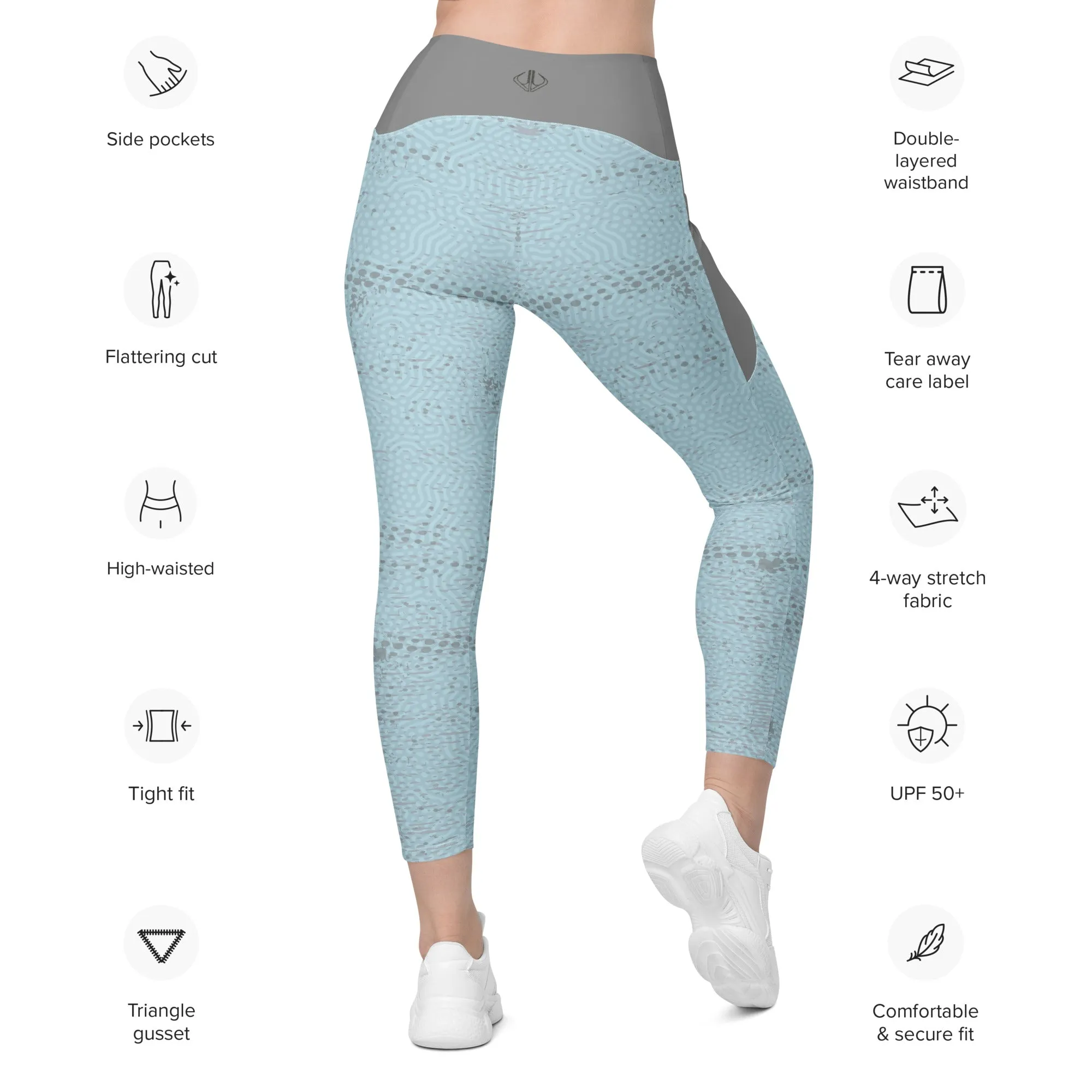 Life League Gear - Women's Leggings with Pockets "ADAPT" - KEYS BLUE / SHARK GREY