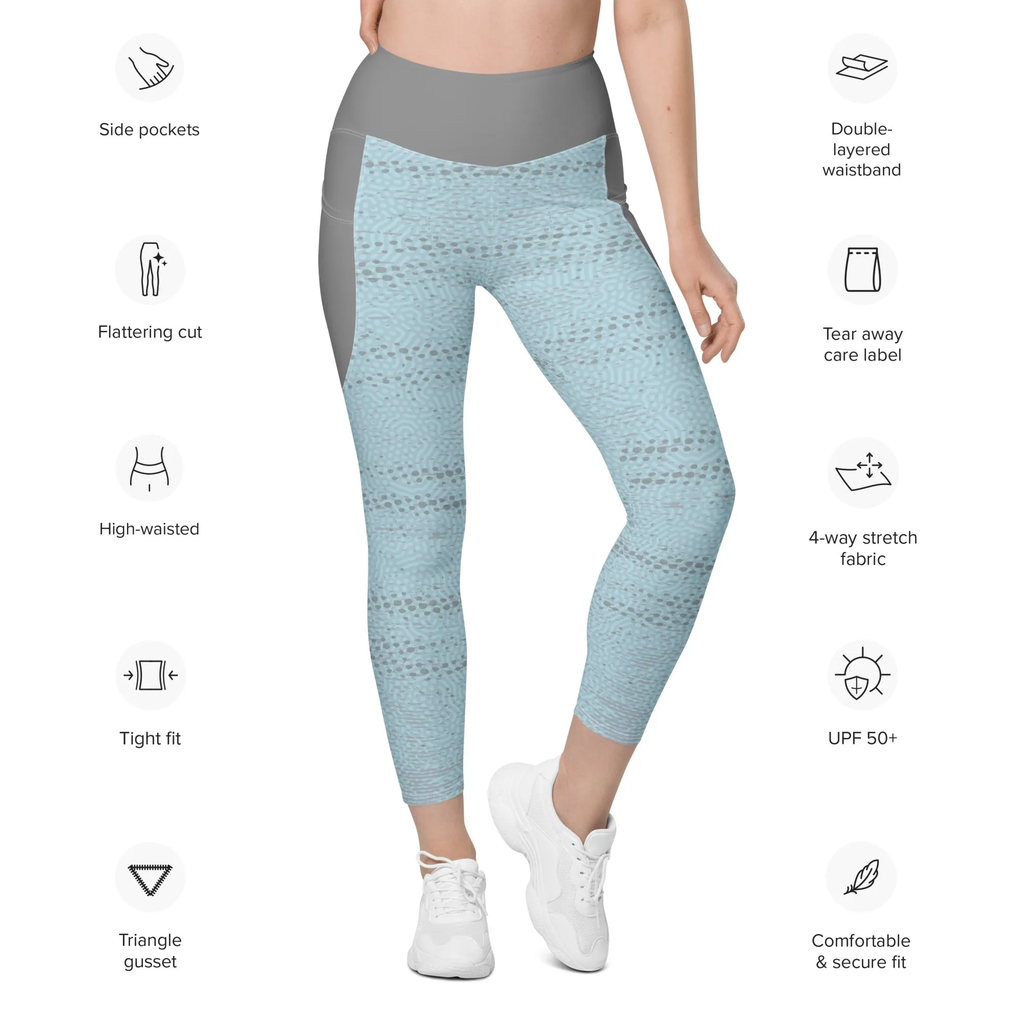 Life League Gear - Women's Leggings with Pockets "ADAPT" - KEYS BLUE / SHARK GREY