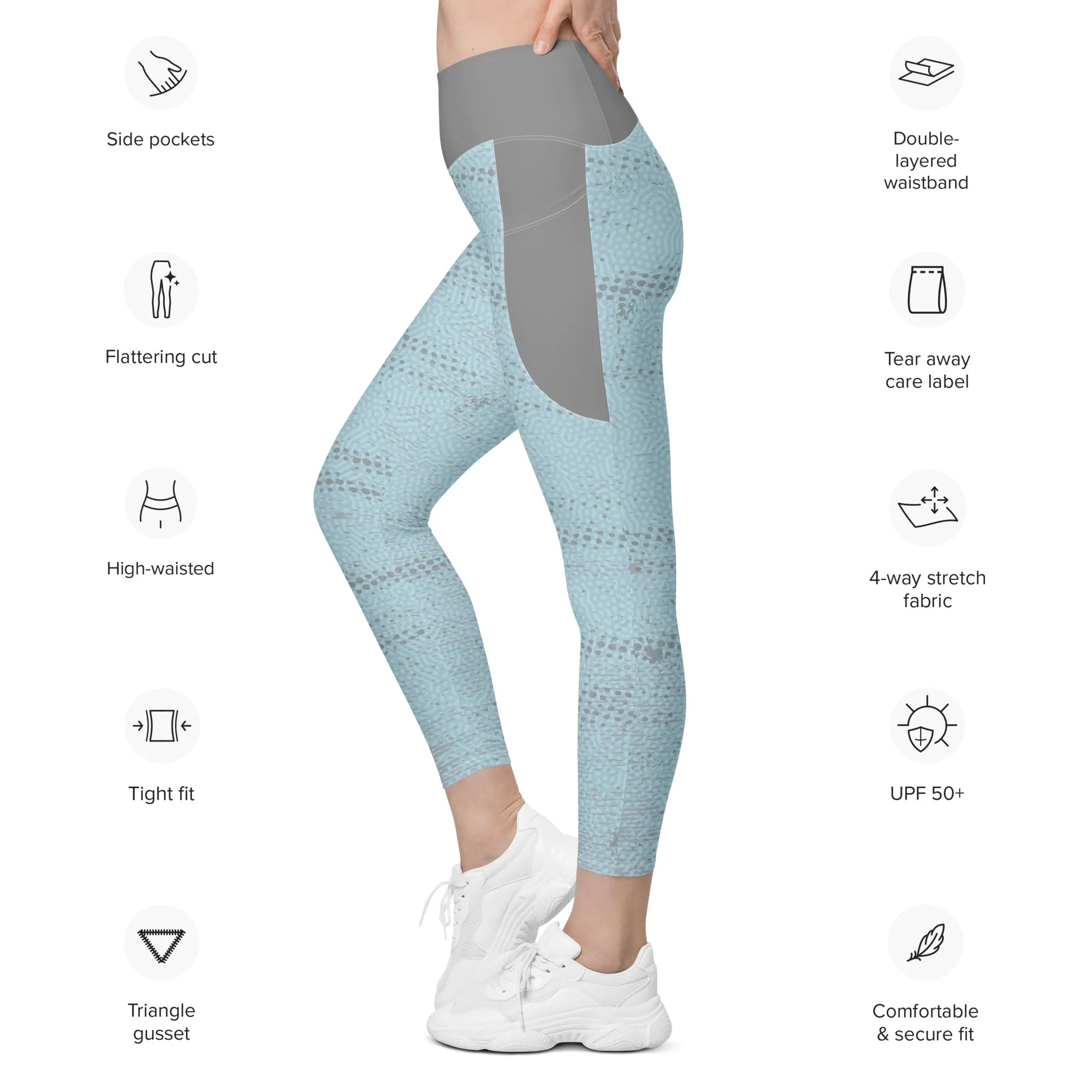 Life League Gear - Women's Leggings with Pockets "ADAPT" - KEYS BLUE / SHARK GREY