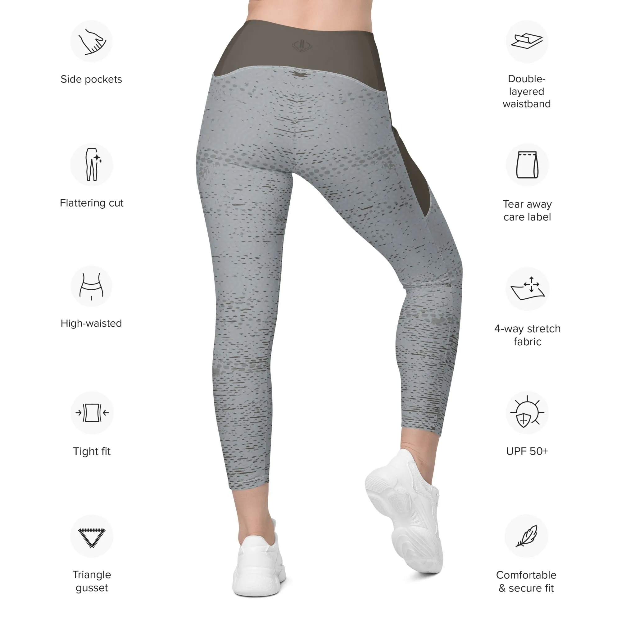 Life League Gear - Women's Leggings with Pockets - "ADAPT" MAKO GREY / MANGROVE MUD