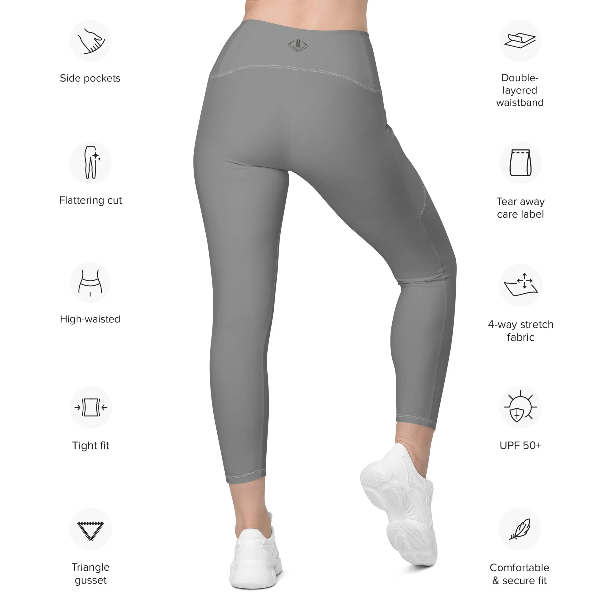 Life League Gear - Women's Leggings with Pockets -  SOLID SHARK GREY