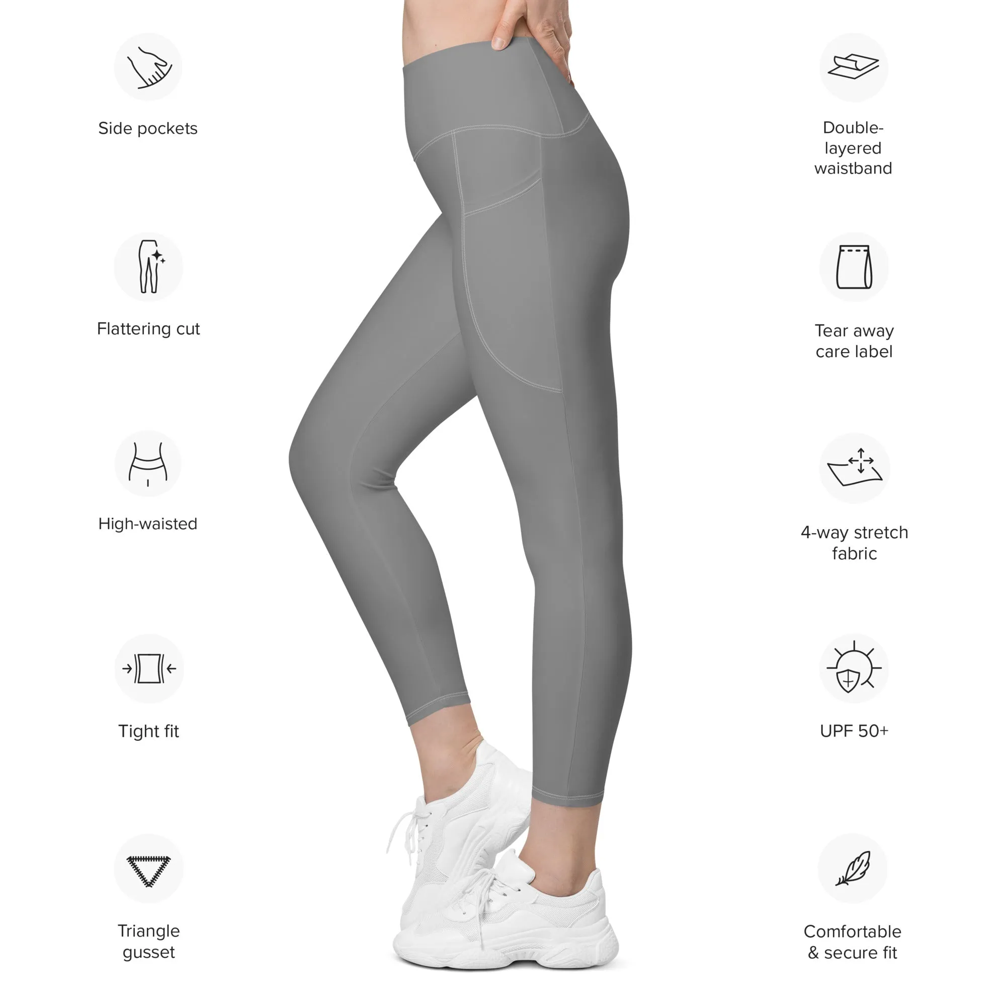 Life League Gear - Women's Leggings with Pockets -  SOLID SHARK GREY