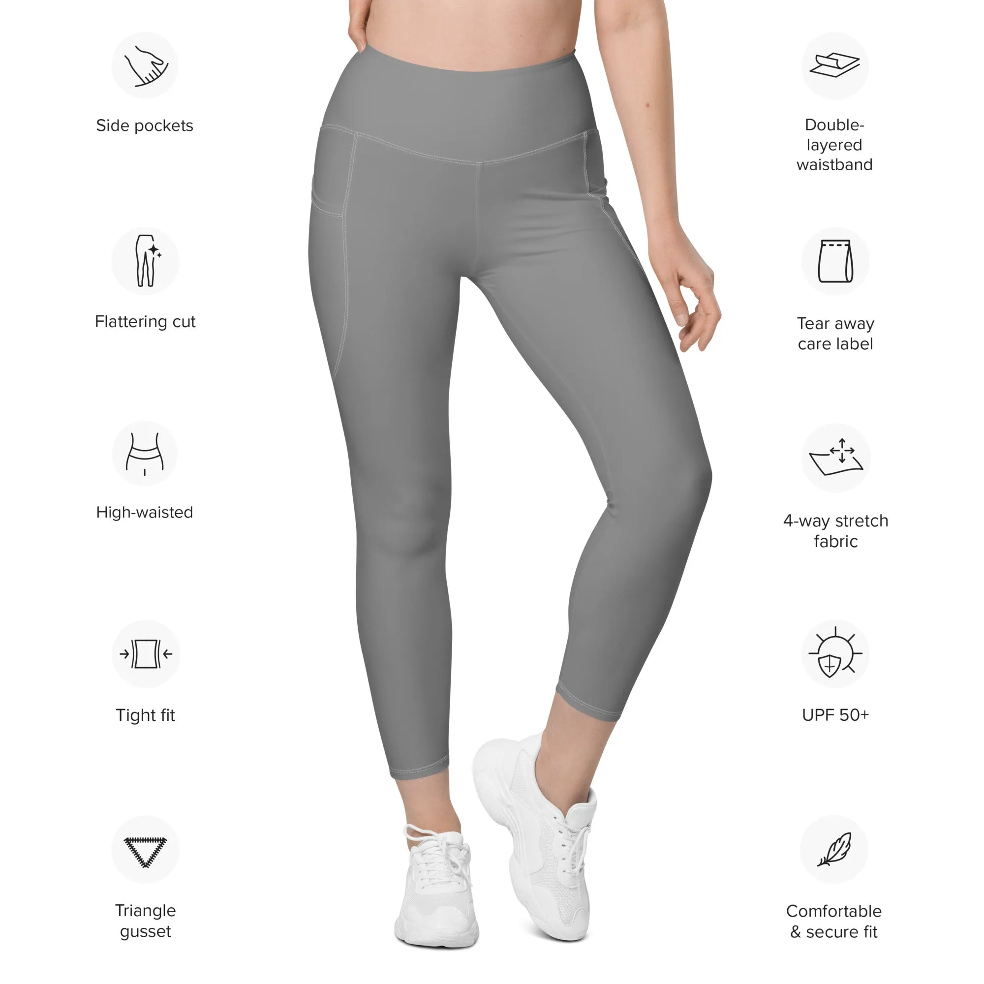 Life League Gear - Women's Leggings with Pockets -  SOLID SHARK GREY