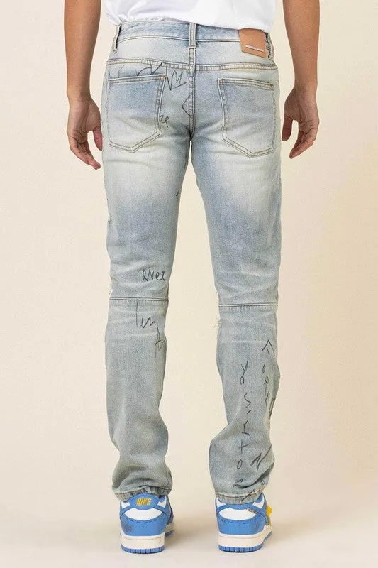 [LIMITED EDITION] First Row L.A. - ALLOver Doodling Slim Fit Denim Jeans