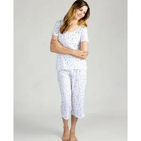 Love Ditsy Floral Print Henley Capri Set