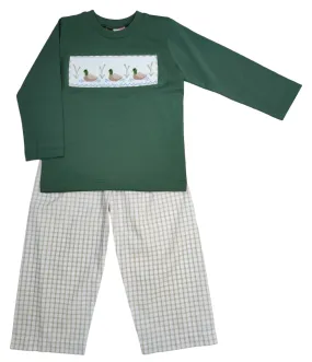 Mallard Duck Smocked Pants Set