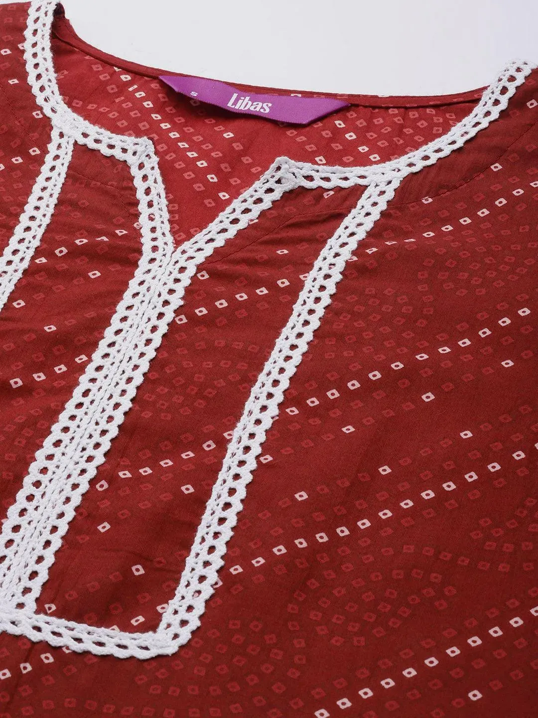 Maroon Printed Cotton Straight Kurta With Salwar