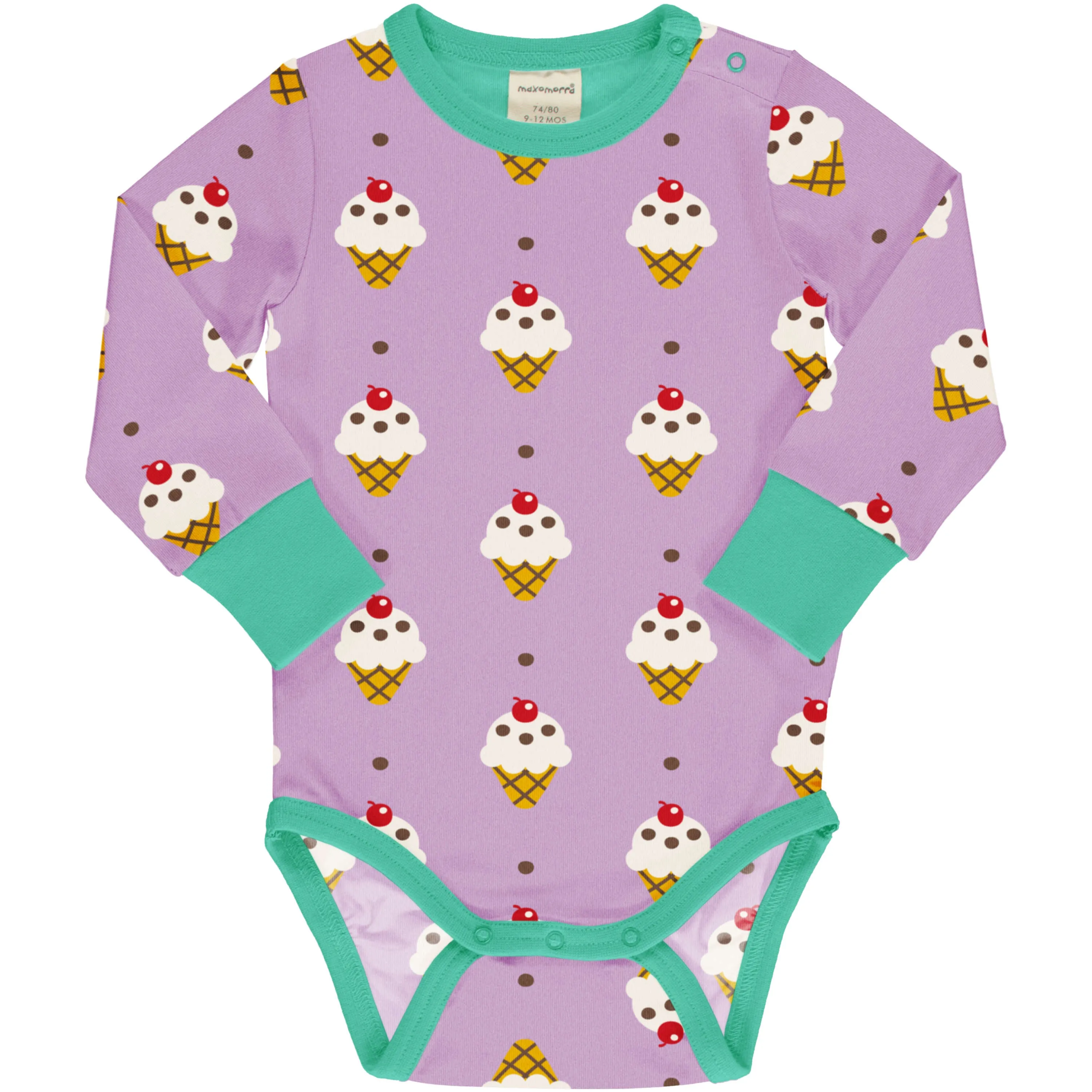 Maxomorra Ice Cream Organic Cotton Long Sleeved Bodysuit