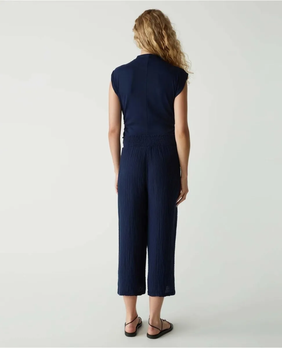 Medina Smocked Waist Cropped Pant Nocturnal