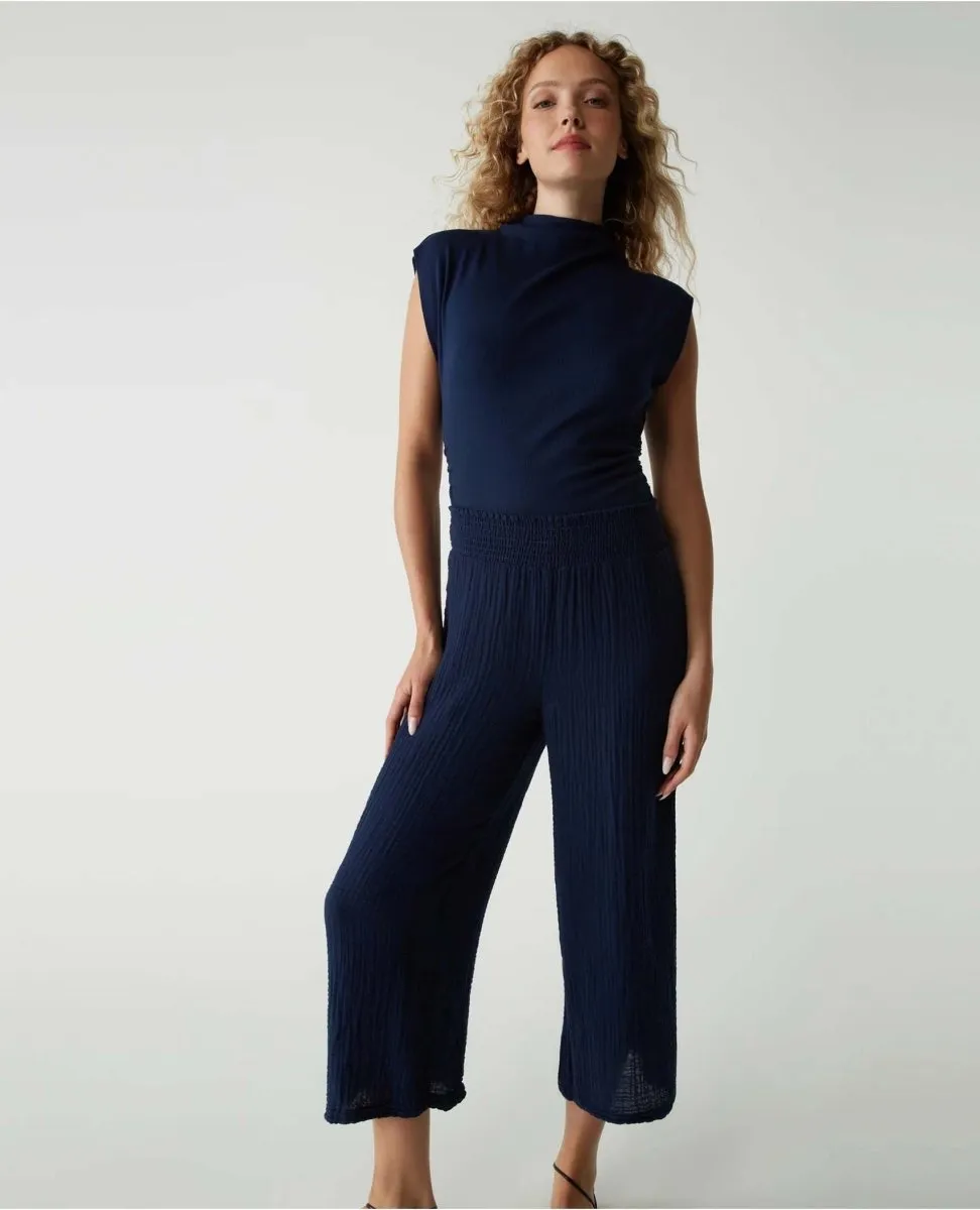 Medina Smocked Waist Cropped Pant Nocturnal